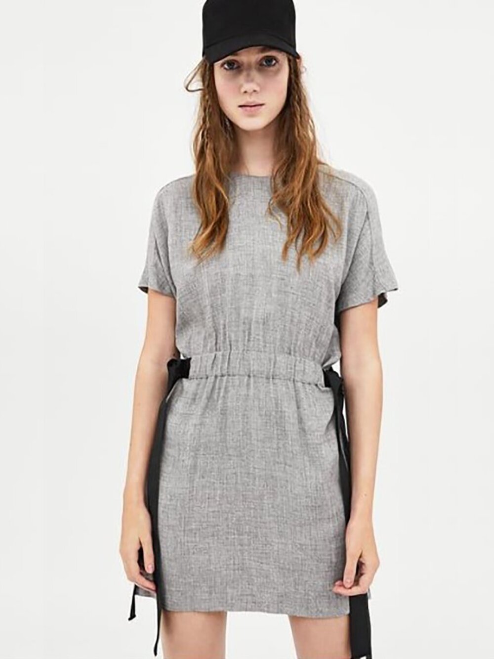 ZARA Side-Tie Mini Dress – Gray – Size M – NWOT